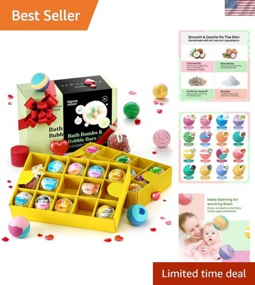 Vibrant 25 Bath Bombs & 3 Bubble Bars with Natural Aromatherapy Scents Gift Set