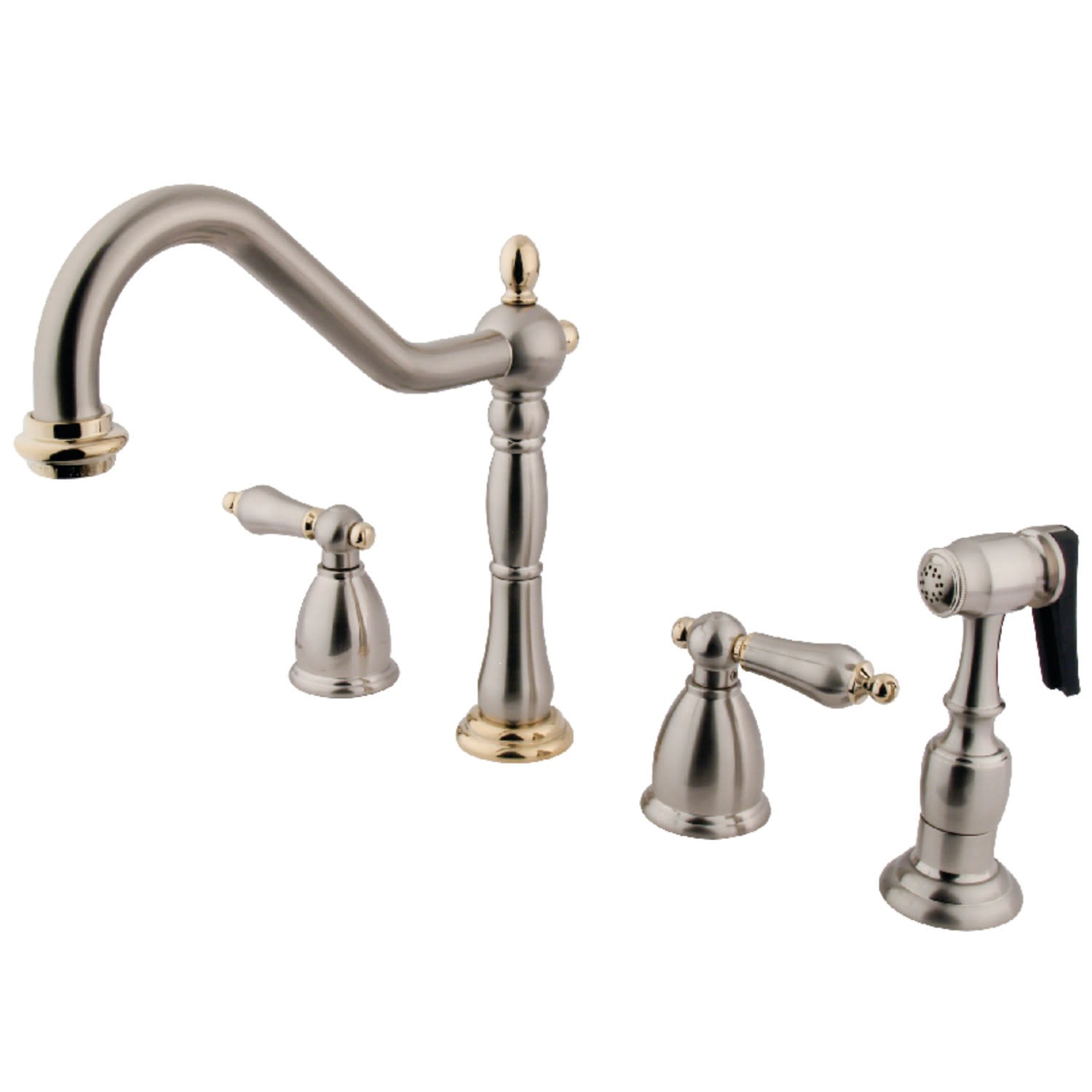 Kingston Brass KB179.ALBS Heritage 1.8 GPM Widespread Kitchen - Brushed