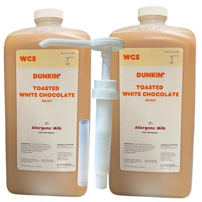 Dunkin Toasted White Chocolate Swirl 2 Jug, 64FL OZ /1.89L Per Jug With 1 PUMP.
