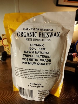 Organic Beeswax White Pellots 1 Pound Mary Tyler Naturals    