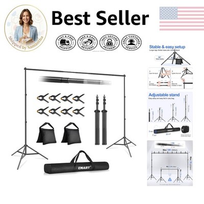 Compact 10x7FT Backdrop Stand with Tripod Base - Ideal for Events and Portraits