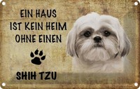 Blechschild 12X18 Cm Shih Tzu Hund Tier Haustier Deko Geschenk Metall Schild