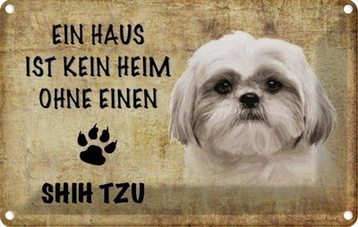 Blechschild 12x18 cm Shih Tzu Hund Tier Haustier Deko Geschenk Metall Schild