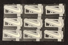 9 x WHITE SWOOSH 1.25" x 0.5 Active Sports Basketball IRON-ON Embroidery Patch