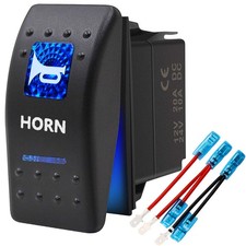 Momentary Horn Button Waterproof Rocker Switch Toggle - ON/OFF Blue LED