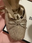 Steve Madden Beige Rhinestone Bow Tie Ankle Strap Square Toe Strappy Heels — photo 5