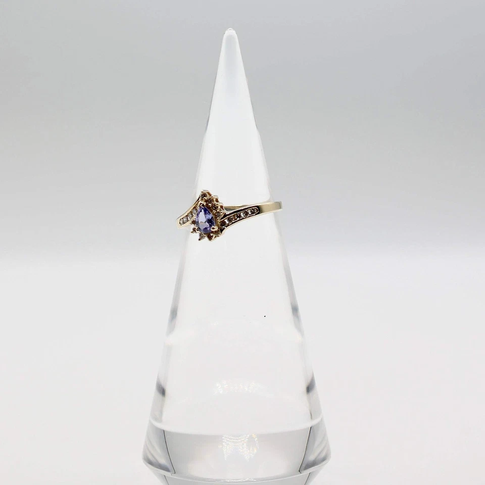 Anillo de oro amarillo de 14k con iolita y diamantes - talla 9,25 Foto 2 de 2