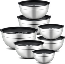 7 Piece Mixing Bowls with Lids Set - Mixing Bowls Stainless Steel Bowls for Kitc