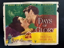 Original 1944 DAYS OF GLORY Half Sheet Poster 22x28 - GREGORY PECK
