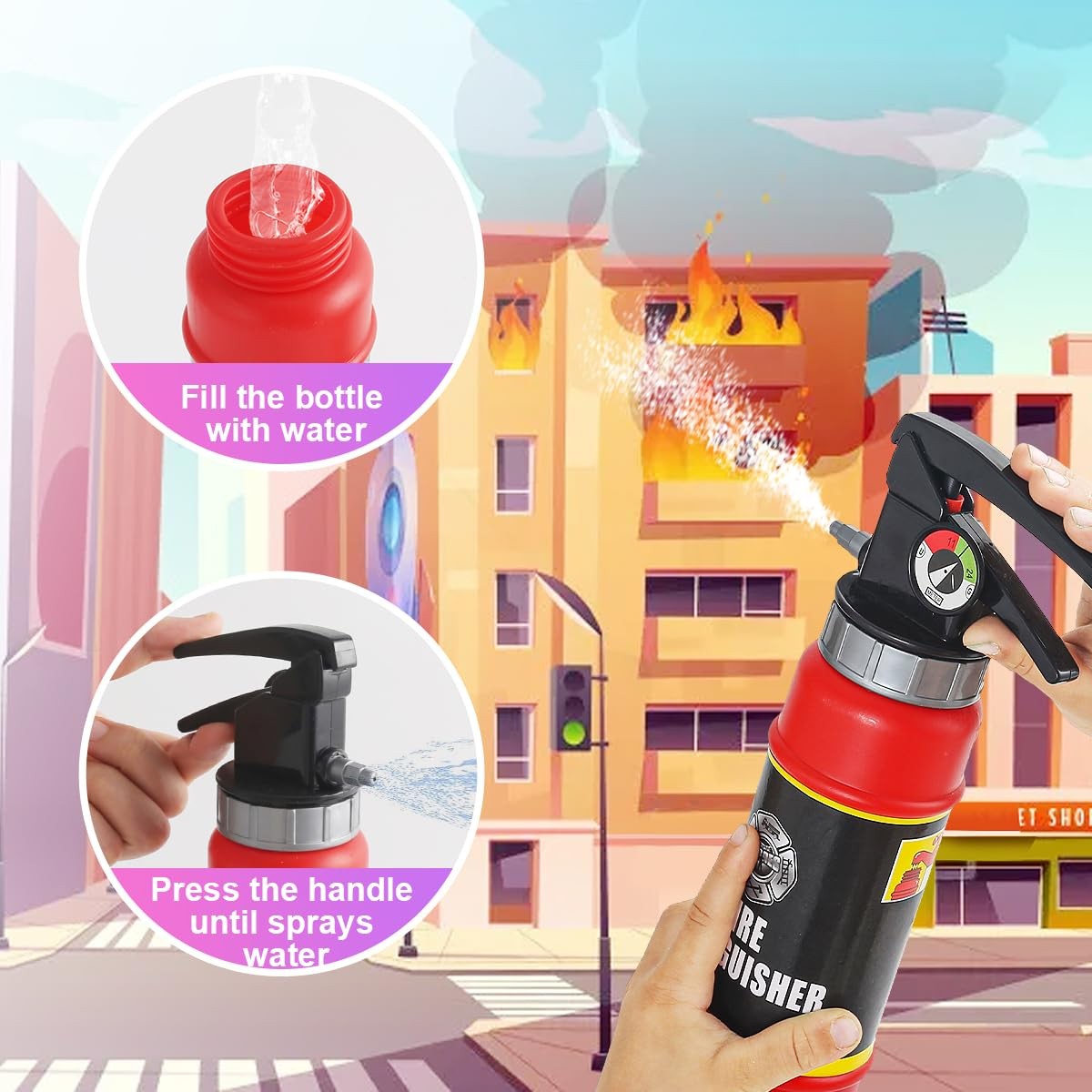 Fireman Costume for Kids, 10 Pcs Firefighter Costume with Toy Accessories Set,