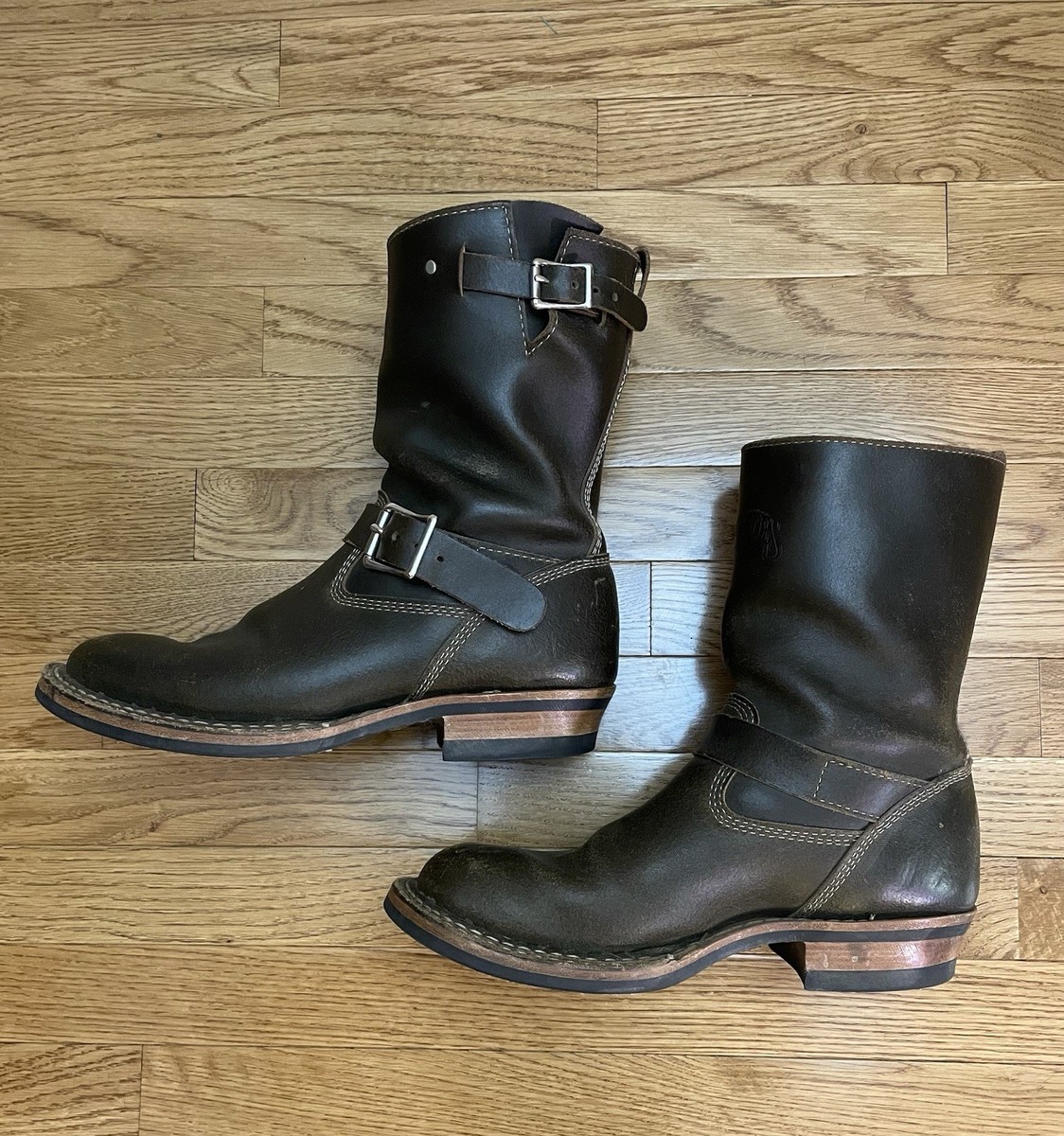 White's Boots Engineer Green Waxed Flesh Leather Mens 9.5 D Boss