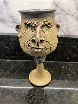 Ugly Face Pottery DLD Face Cup/Vase, Artist signed.  8oz