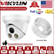 Vikylin 8MP 4K POE IP Camera MIC Full Color Night Vision Metal Junction Box Lot