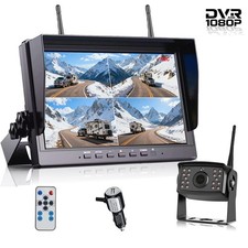 Wireless 10.1" DVR 4 Split Monitor 1080P Rear View Camera for Truck RV Trailer