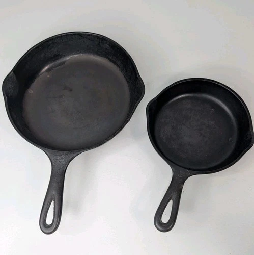 Wagner Ware Sidney Double Spout 1056N  Skillet & 1053Q Skillet 6.5 Inch 9 " Pan