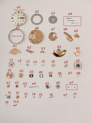 Omega Cal 750 Watch Movement Parts Dial Balance Plate Fork Wheel 550 752 751 2