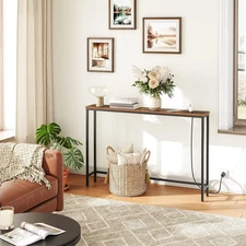 HOOBRO Console Table with Power Outlets and USB Ports Entryway Table Sofa Table