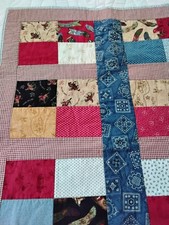 Western Baby Quilt Cowboy Blanket Multicolor Backing Blue White Stripes 41x29