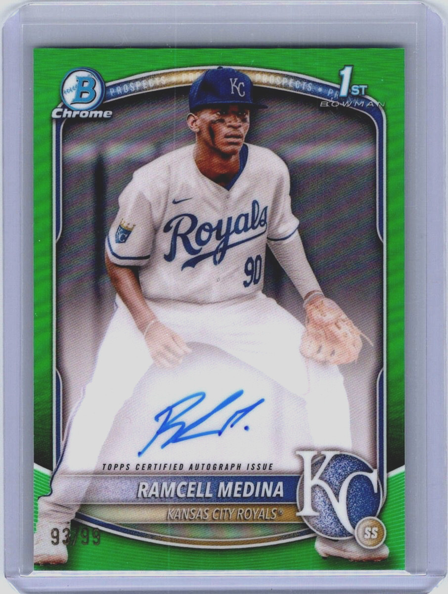 RAMCELL MEDINA 2025 BOWMAN CHROME 1ST TRUE GREEN REFRACTOR AUTO #93 /99 