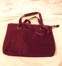 Thirty-One Vary You Versatile Bag/Purse Purple Circle Quilted Large