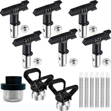 15 Pieces Airless Paint Sprayer Tips Set, 6 Reversible Spray Nozzle Tips, 6 A...