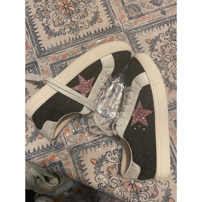 Hey Girl by Corkys Supernova Black Lace Pink Glitter Star Sneakers Womens 8