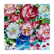 original oil painting Rose Peony flowers artwork Floral small wall art 6*6 inch