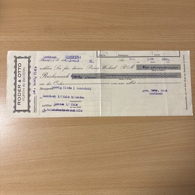 Prima-Wechsel aus Fürth Bayern nach Eschbach Pfalz bei Landau  1932 Bank Wechsel