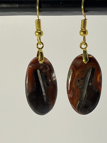 Faszinierende Ohrringe Jaspis/Achat Gold französischer Draht oval leicht! - Bild 3 von 8