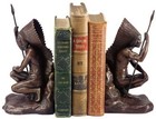 Lodge Style Warrior Indian Chief Bookends in Resin