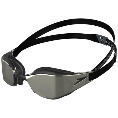 Speedo Unisex Fastskin Hyper Elite Mirrored Swimming Goggles, Black/Chrome