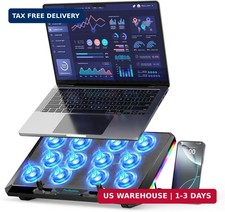 Laptop Cooling Pad with 12 Quiet Fans, Slim Portable for 12-17.3 Inch Laptop Coo