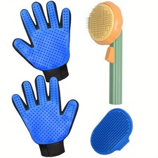 Self-Cleaning Slicker Brush &Cat Grooming Glove - Pet Shedding Brush for Dog Cat