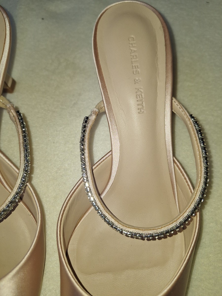 Charles & Keith AMBROSIA Satin Embellished Mule pumps View 4