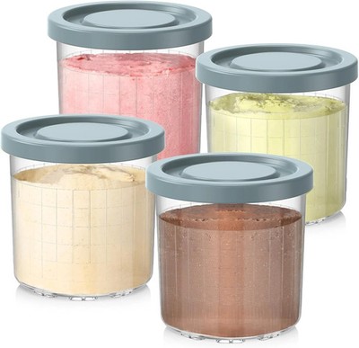 For Ninja Creami Pints and Lids-4 Pack, 16OZ Container Compatible with NC299A...