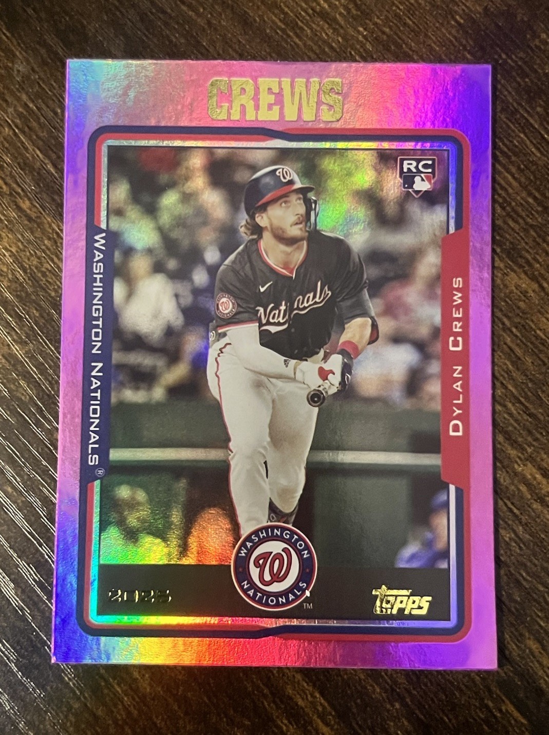 2025 Topps Archives - 2005 Topps Pink Foilboard #300 Dylan Crews RC Nationals