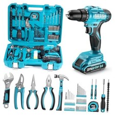 21V Cordless Drill Tool Kit - 190Pcs Power Tool Combo Set, Hand Tool Kit Blue