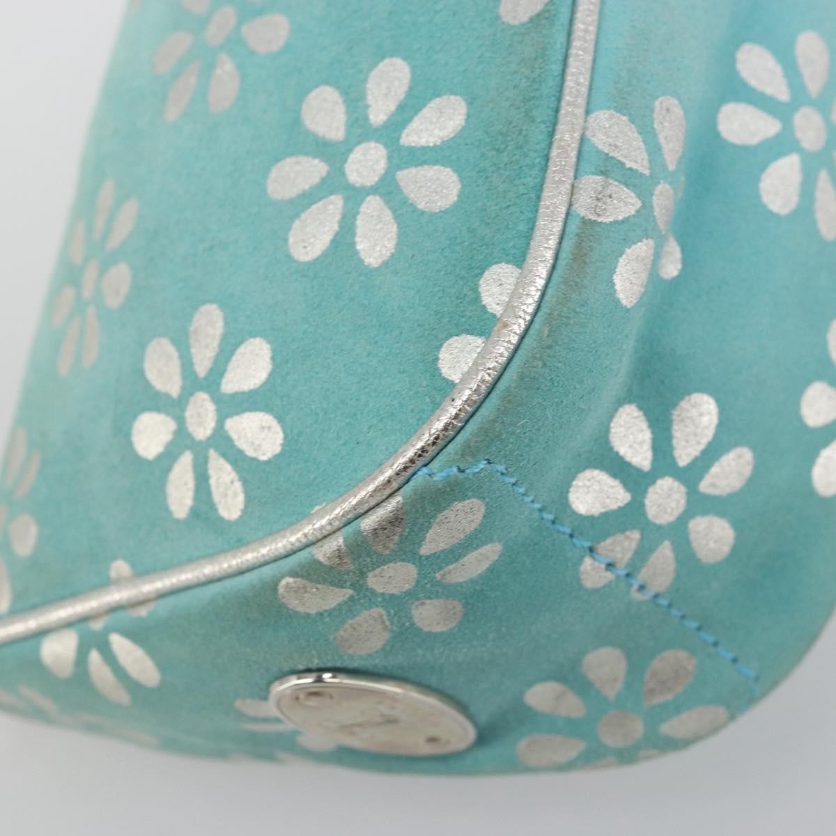 CELINE Accessory Pouch Suede Light Blue Silver Auth BAZ625A — image 14