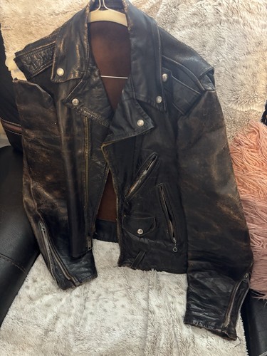 SUPER SELTENE & RARITÄT VINTAGE Leder 40’s/50’s Motorrad Biker JACKE LESEN - Bild 4 von 24