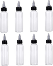 8Pcs 2 Oz Squeeze Bottles Dispensing Plastic Squeeze with Twist Cap Small Clear