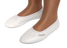 Schläppchen gymnastikschuhe Ballerina aus Leder mit Ledersohle weiss Gr. 27 - 46