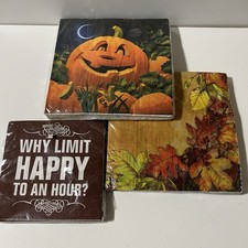 Vintage Fall Paper Napkins 3 Packs Pumpkin Autumn Decoupage