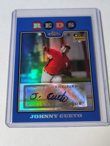 Johnny Cueto [Blue Refractor Autograph] #237 2008 Topps Chrome card
