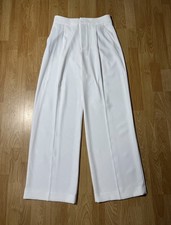 Zara White High-Waist Wide-Leg Trousers - Size S NWT