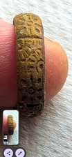 Vintage Engraved Patterned Band Ring Size L Brown Patina Pre-Owned Fair