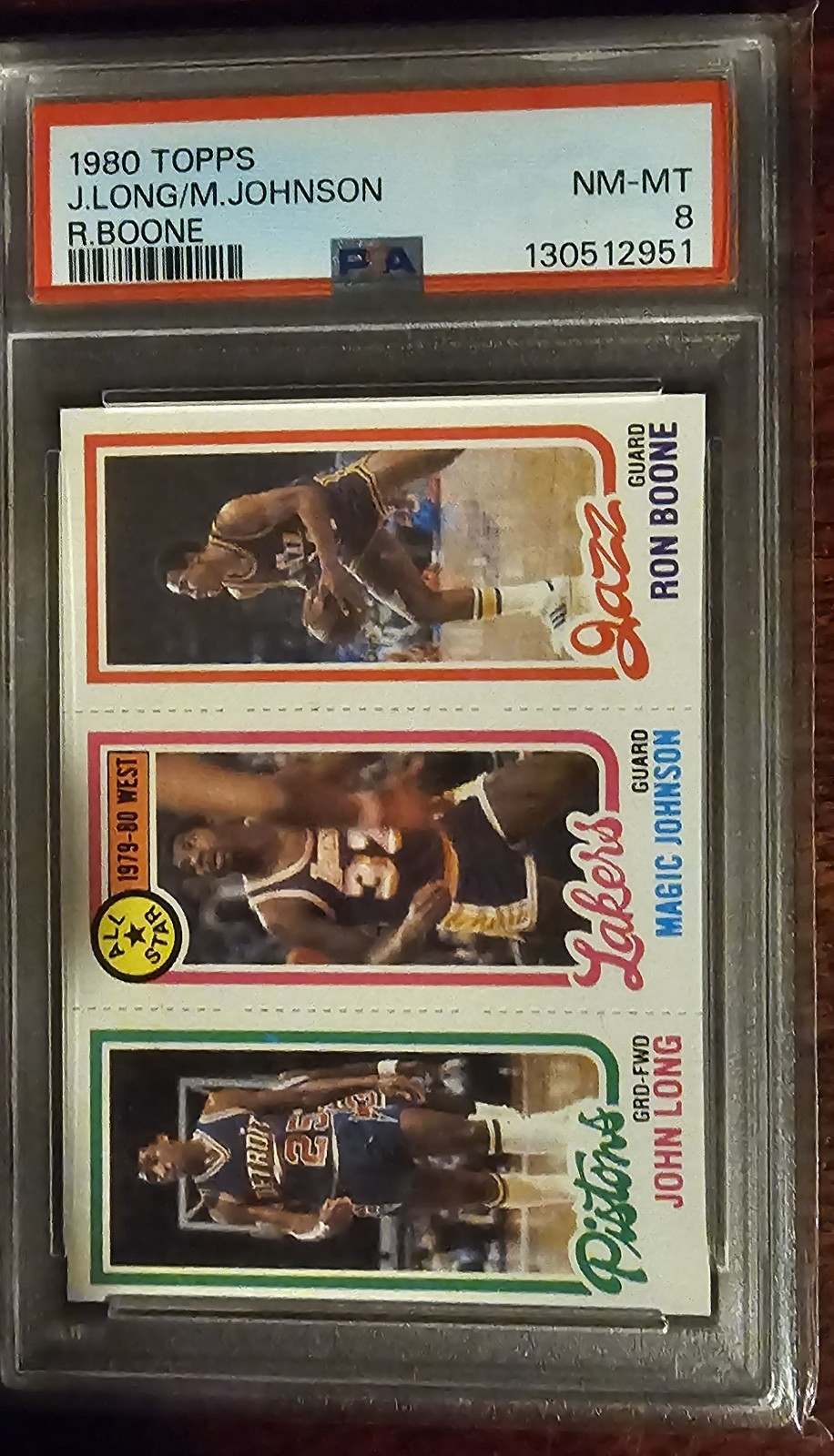 1980 Topps Basketball Nba John Long/Magic Johnson/Ron Boone Lakers Psa 8 Rookie