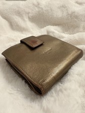 YSL Yves Saint Laurent Metallic Gold Genuine Leather Bifold Snap Wallet Women  s