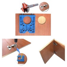 For Kitchen Cabinet Doors Concealed Hinge Hole Jig+Saw Drill Bit Tool Set 35MM