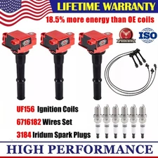 3x UF156 Ignition Coil + Wires + 6x Spark Plugs for Toyota Tacoma Tundra 3.4L V6