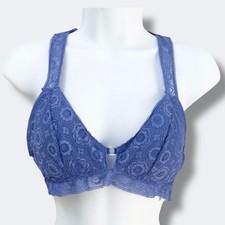 Aerie Bralette Size M Blue Lace Racerback Lightly Padded Stretch Feminine Comfy